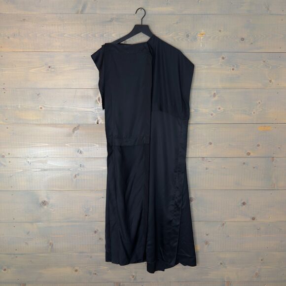 Maison Margiela MM6 Black Viscose Asymmetrical Gathered Midi Dress It 38 US 2
